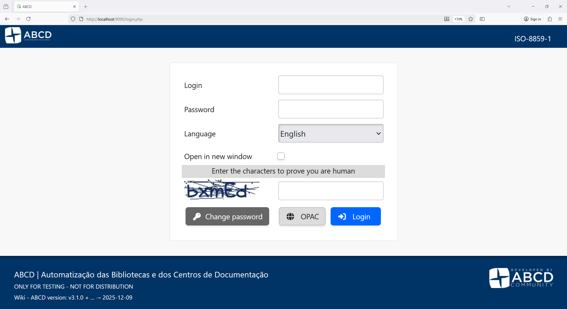 ABCD Admin Login Screen