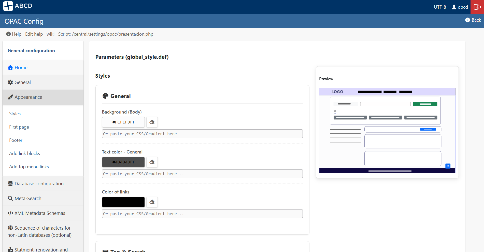 Visual Appearance & Layout | ABCD Software Documentation