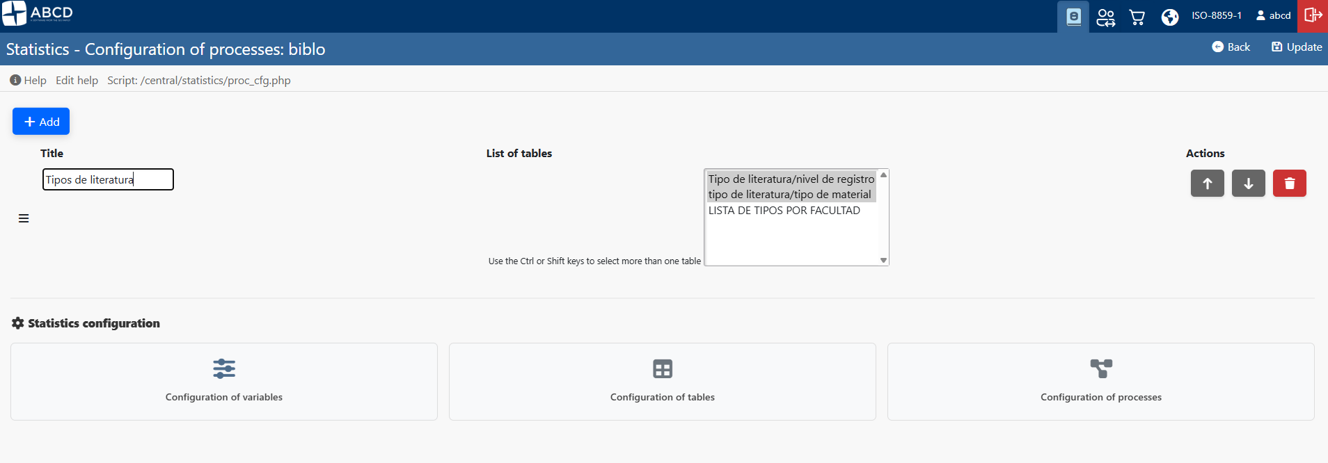 Processes Configuration Dashboard